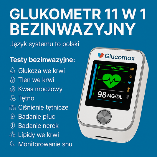GlucoMax 11 w 1- Monitoruje poziom glukozy bez igieł – Płacisz za 1, dostajesz 2 + Prezent!